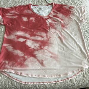 Wonderly plus size 2x Tie-Dye Tunic Copper Rust Red and White colors